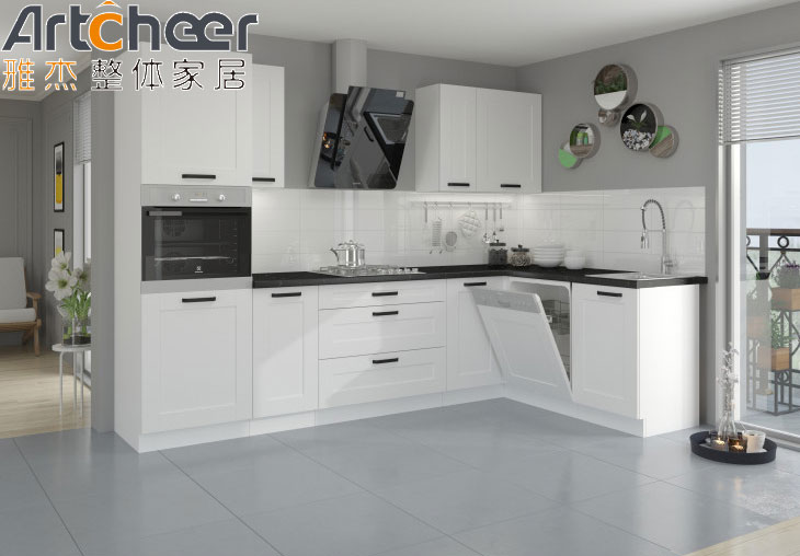 Plywood Antique Kitchen Cabinets and Modern Style Countertop Edging for Classic Kitchen Design