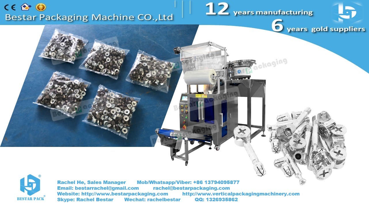 Doors and windows fitting hardware counting packing machine with 4 bowls and feeding belt