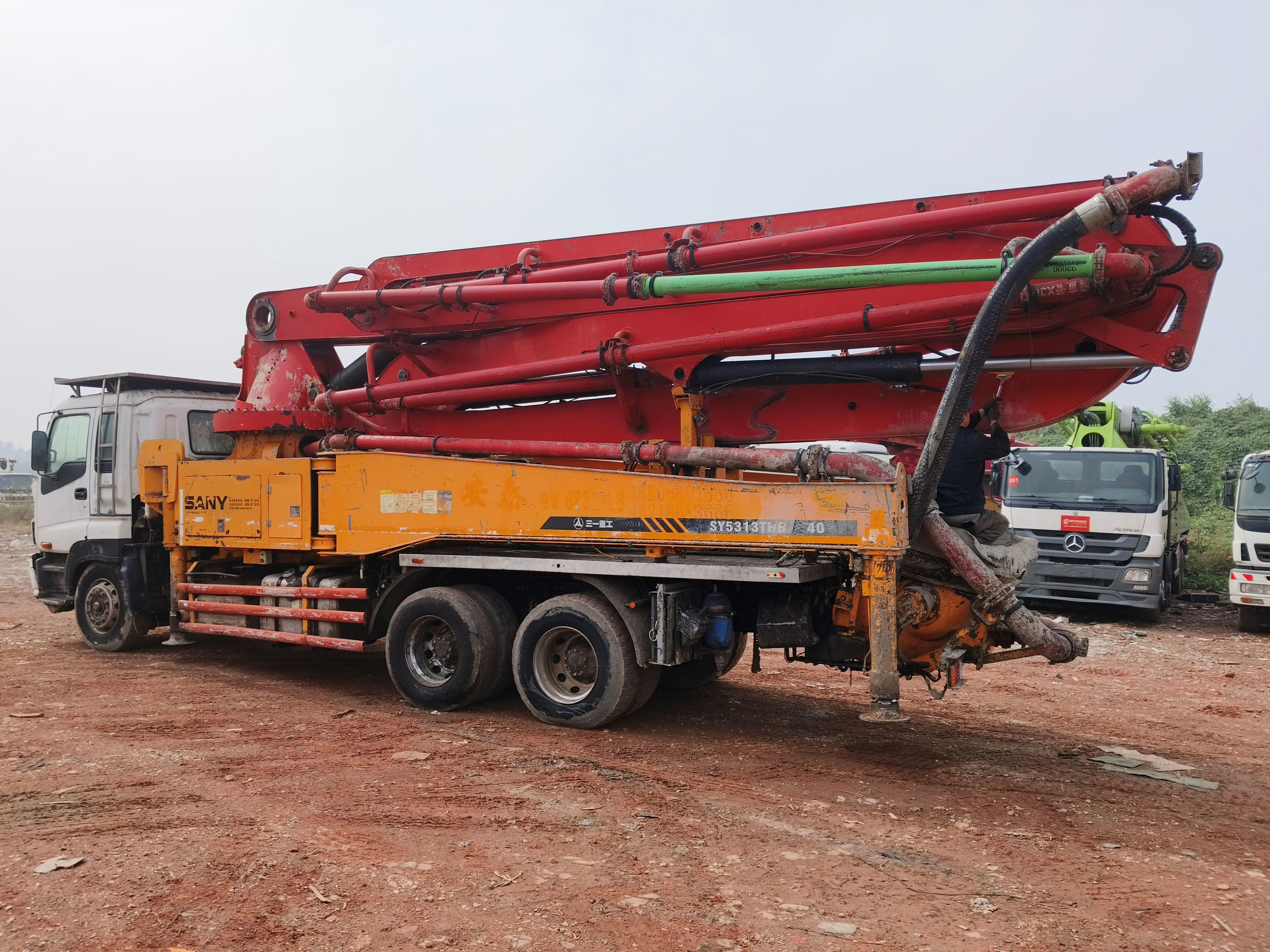 Used Sany 40-meter Concrete Pump Truck Adopts Isuzu Chassis, Which Is Economical And Affordable