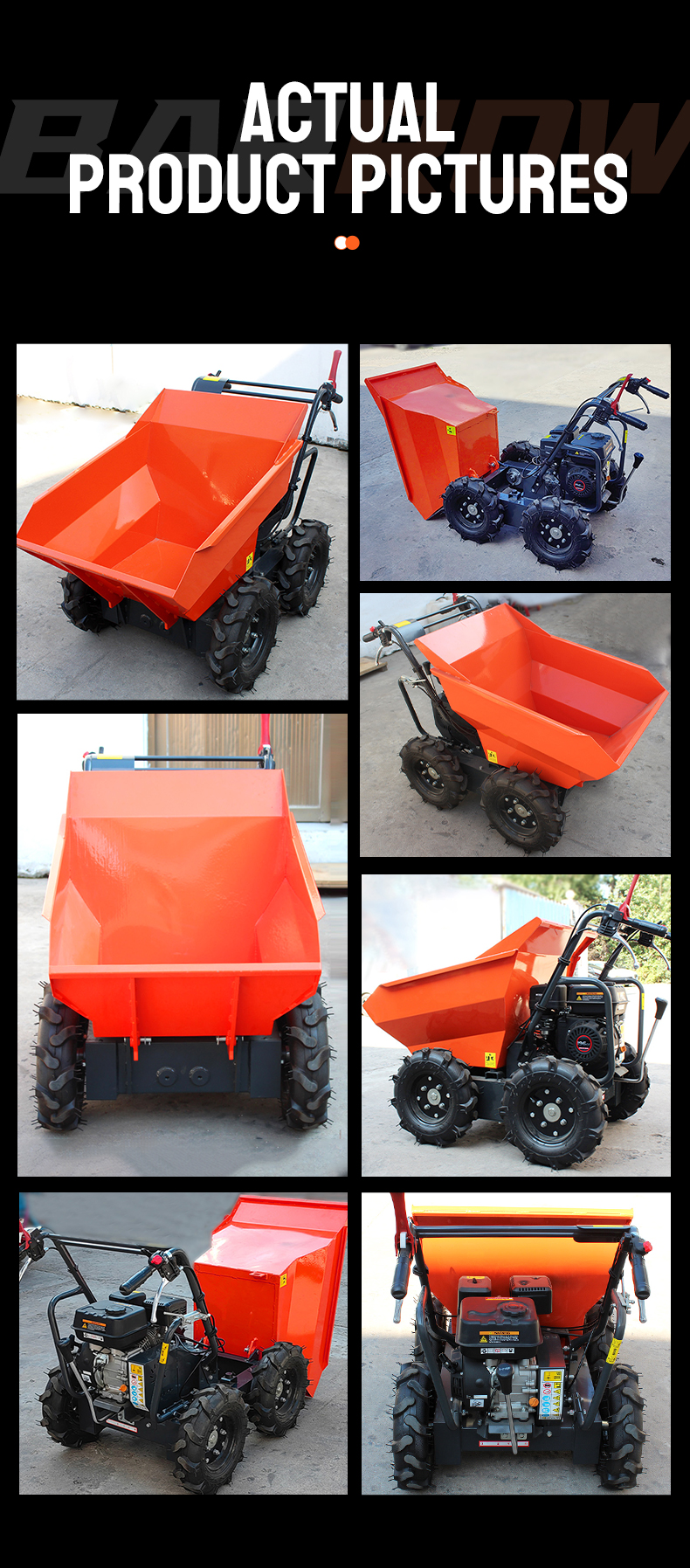 Wheel Barrow Mini Dumper Site Mini Crawler Dumper Loader with 4.1/3600kw/rpm Rated Power