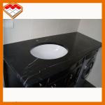Polished Marble Stone Tile , Black Marble With White Veins For Sink Wash Basin