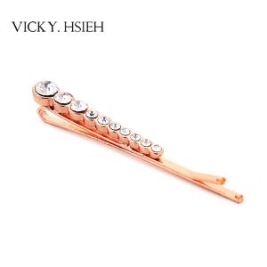 Quality VICKY.HSIEH Rose Gold Tone Crystal Rhinestone Pave Hair Clip wholesale