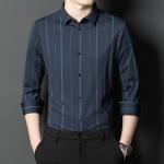 Men's Business Plaid Stripes Shirts in 100% Cotton with Long Sleeve and Free