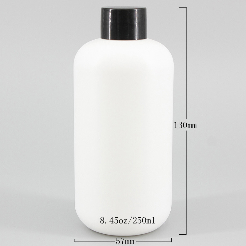 8.45oz/250ml White HDPE Body Lotion Shampoo Bottle, Shower Gel Cream Cosmetic Plastic Bottle