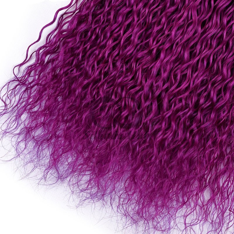 Purple Kinky Curly Remy Human Hair Bundles Sew In Weave Bundles Brazilian Bundle Deals