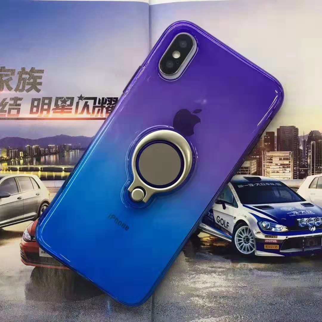 Double Color Gradient Ring Magnetic Car Mount Holder Soft TPU Case Back Cover For Vivo V7 V7PLUS Y83 X21 V9/Y85 NEX