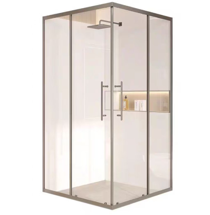 Stainless Steel Shower Room Bathroom Glass Door Square Diagonal Sliding