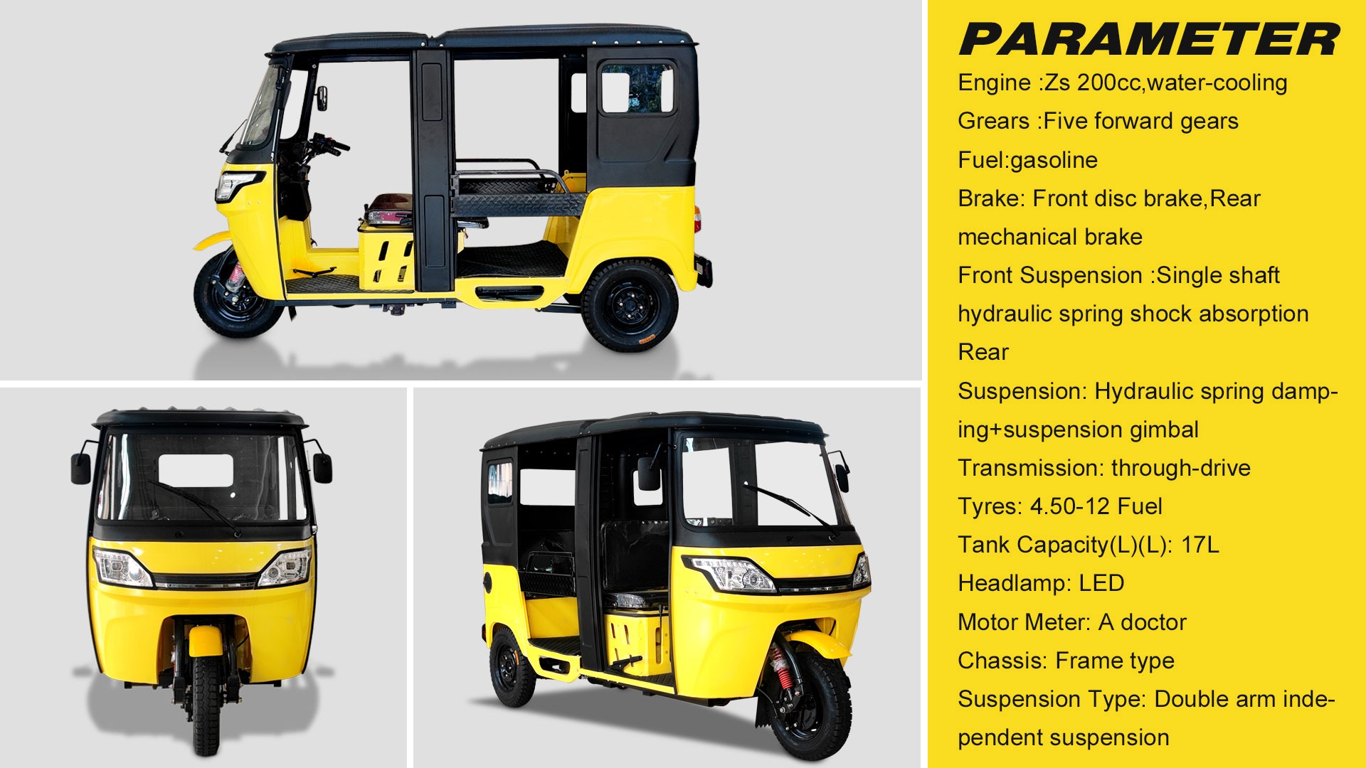 200cc Reverse ZTR Three Wheel Motorized Adult Tricycle with Through-Drive Transmission