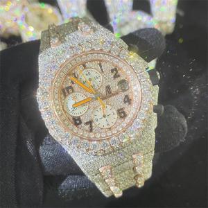 Quality Automatic Moissanite Bust Down Watch Studded Analog 14k White Gold Watch wholesale