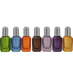 Quality Frosted 70-120g Serum Dropper Bottles 50ml Square Glass Bottles wholesale