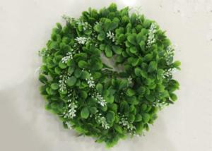 Quality 34cm Green Artificial Boxwood Wreath With Thick Leaves wholesale