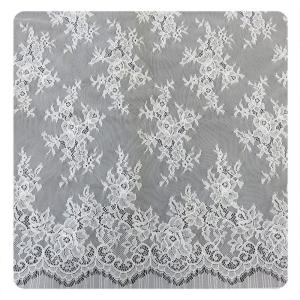 Quality 100% Nylon Ivory Floral Scalloped Edged Chantilly Lace Wedding Dress Customized wholesale