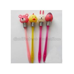 Quality Hot Sale Creative Promotional printed logo led light cartoon animal ballpoint pen gift wholesale