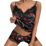Soft Underwear Satin Lace Floral Edge Sleepwear Sexy Tempt Pajamas For Women