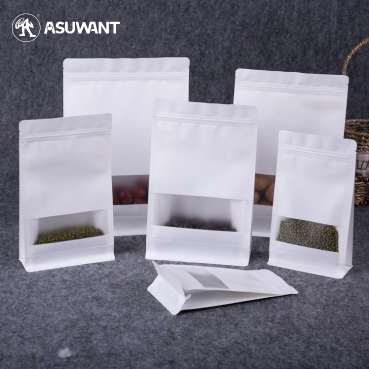 CPP Biodegradable PBAT Kraft Paper Zipper Bags Disposable Heat Seal MSDS