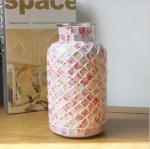 Pastoral style pink mosaic glass bottle home decoration vase