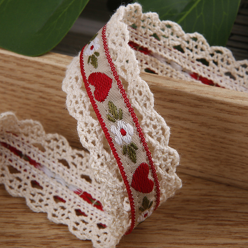 2.5cm Lace Edged Flroal Jacquard Ribbon Gift Packing Polyester Ribbon For Packaging