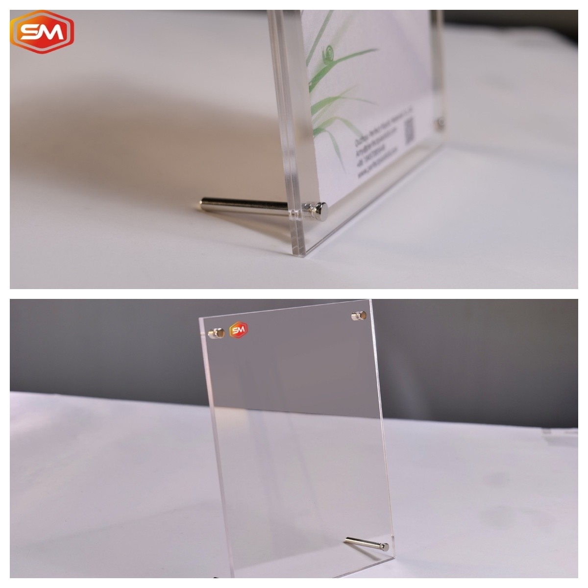 Square Gift Double Sided Custom Thickness Acrylic Photo Frame With Stand