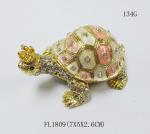 Fashion Wholesale Metal Crystal turtle trinket box Metal crown turtle trinket