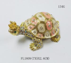 Quality Fashion Wholesale Metal Crystal turtle trinket box Metal crown turtle trinket box wholesale