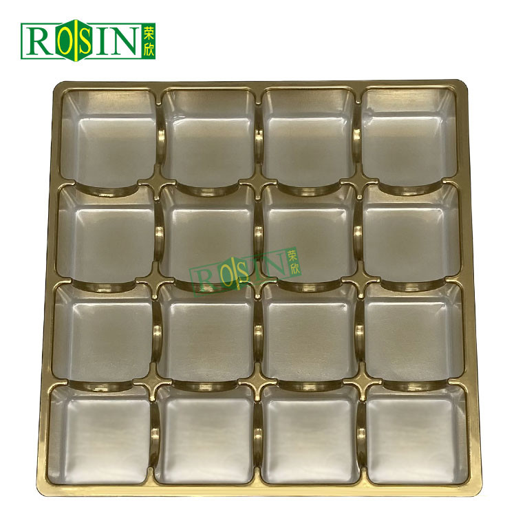 16 Cavity Disposable Biscuit Tray Packaging Plastic PP Gold Lightweight