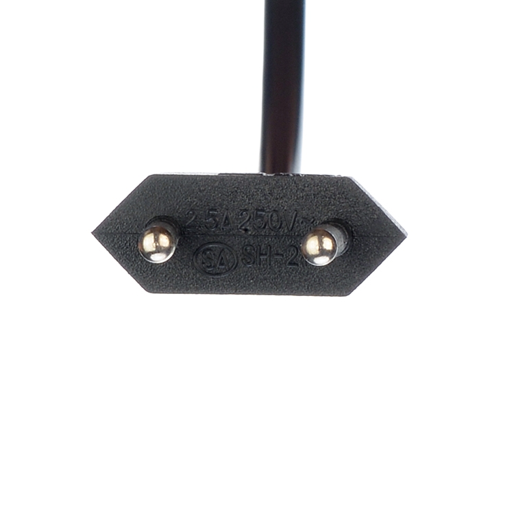 2.5A 2 Pin Plug Power Cords Black Electric Fan with Oxygen Free Bared Stranded Copper Half Stripped End