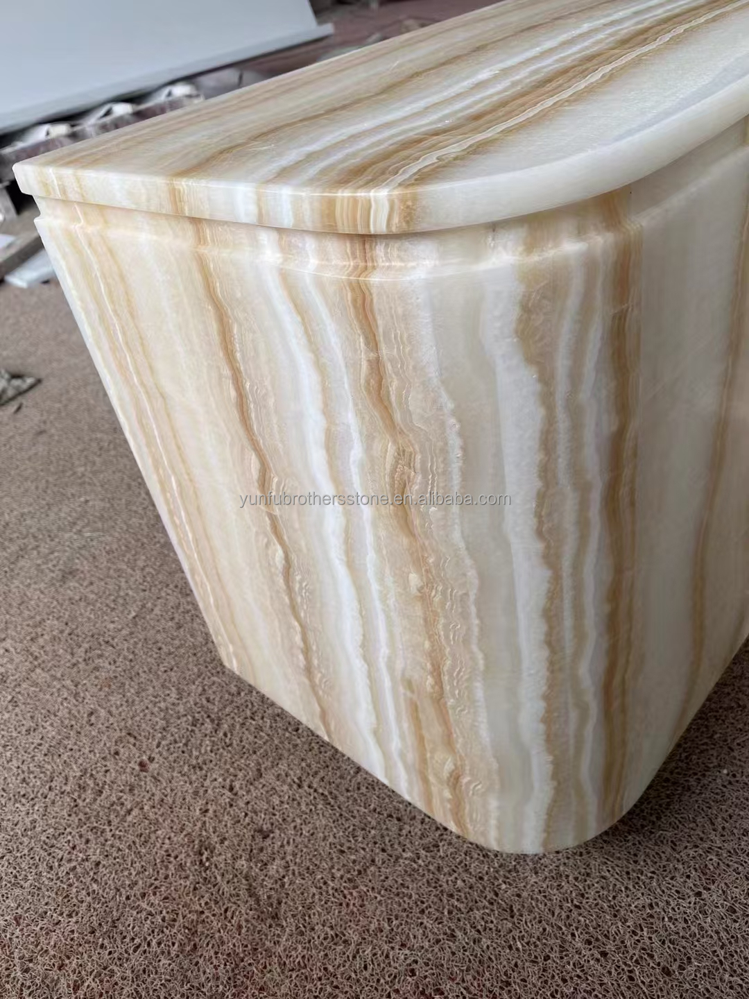 Elegant Living Room Furniture Natural Marble TV Table Stand Set with White Wooden Veins