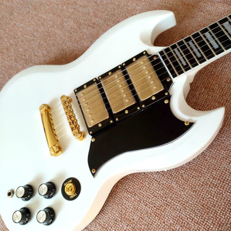 High quality SG electric guitar styles, ebony fingerboard, gold hardware, 3 pieces pickups electric guitar