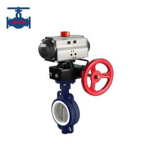 Quality Stainless Steel Wafer Type Butterfly Valve With PTFE Lined And Pneumatic Actuator wholesale