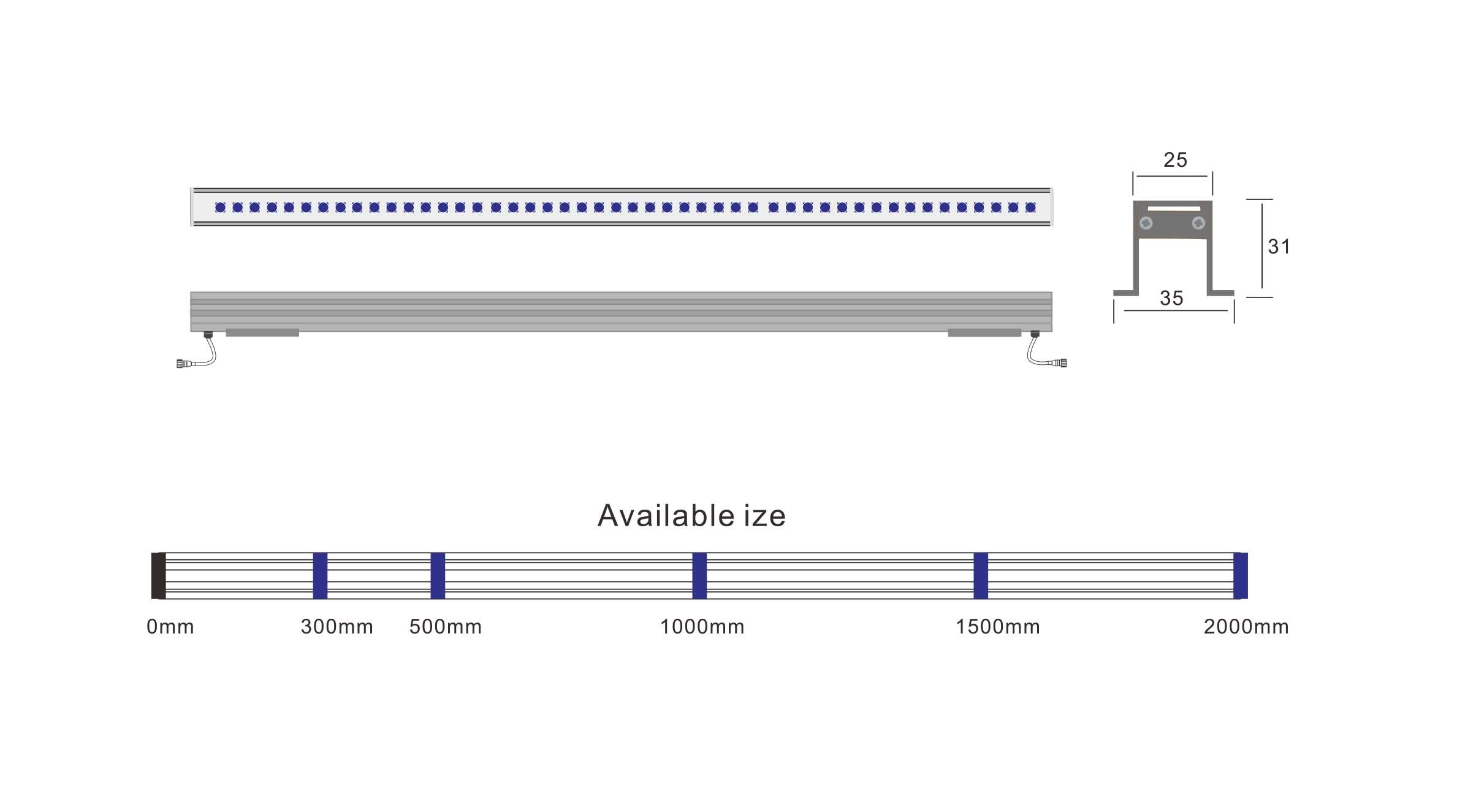 12W 1000mm Straight Linear LED Tube Light For Facade