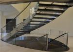 Wood Treada Arc Building Curved Stairs Carbon Steel Stringer Painting Finish