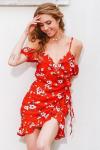 China Clothing Manufacturers Service Womens Slip Custom Red Short Chiffon Flower