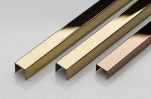 Quality Decorative Brushed Stainless Steel Tile Trim U Shape Square Wall Panel Gold Metal Tube Edge Profiles wholesale