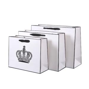 Quality 230GSM Shopping Holiday Gift White Custom Printed Paper Bags wholesale