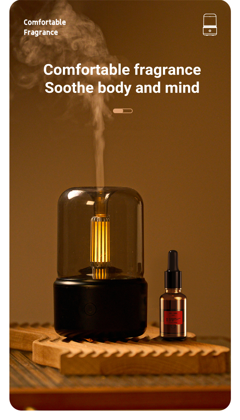 Home Office Use Candle Light Intelligent Humidifier 2022 Creative Gifts Simulation Candle Light Aroma Diffuser