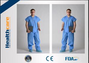 Quality Children Disposable Scrub Suits Blue/Dark Blue Nonwoven For Cleaning Room wholesale