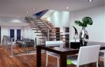 Modern Straight Flight Staircase 12mm Tempered Glass Railing Indoor Decoration