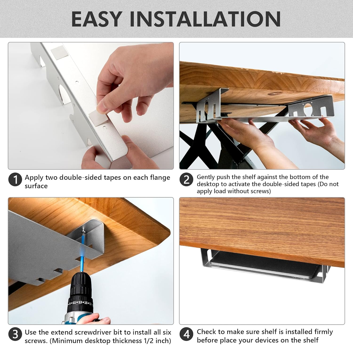 Excellent Heat Dissipation Under Table Shelf with Single Tier and Powder Coating Finished