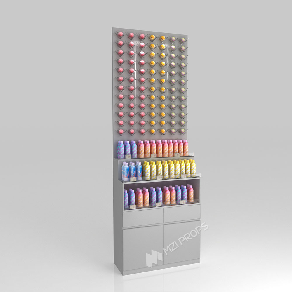 GDR01-BZ-06 Retail Display Column with High-Quality Wood and Grey Paint for Modern Retail Stores