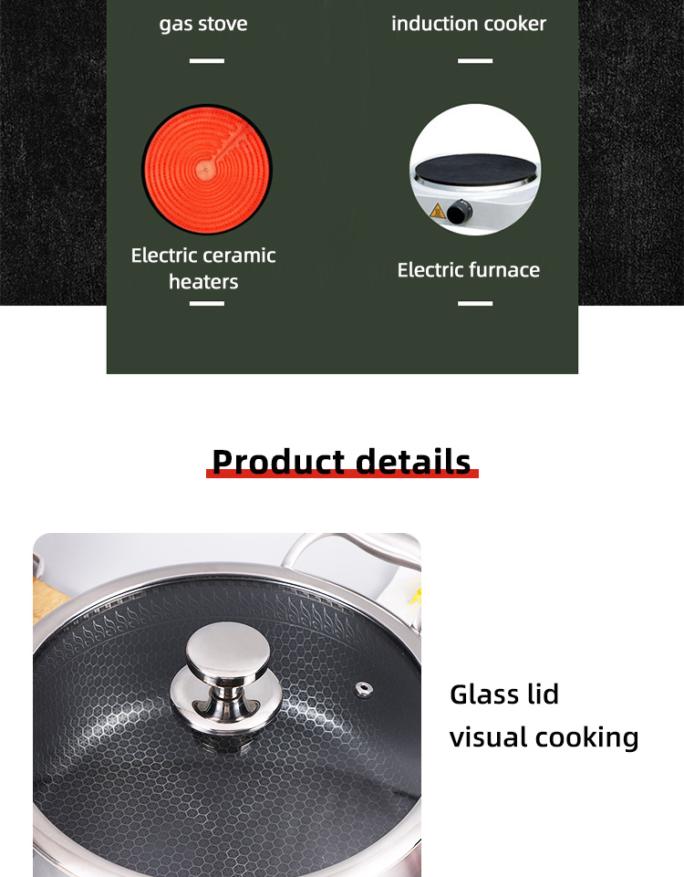 Hot Selling Stainless Steel Nonstick Stock Pot Induction Cooker Soup Pot Honeycomb Nonstick Cooking Pot With Lid