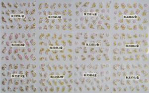Quality Gold edge Gel Nail Art Supplier Nail Wraps Nail Sticker with butterfly-BLEJ359-370Gold wholesale