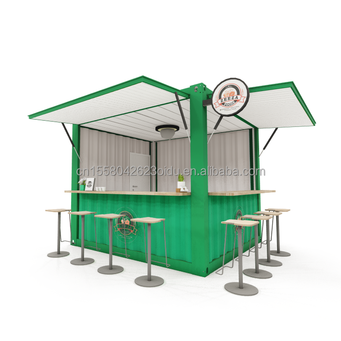 Convenient Sandwich Panel 10FT Prefab Kiosk Booth for Coffee Shops and Fast-Food Restaurants Galvanized Steel Bending 180g