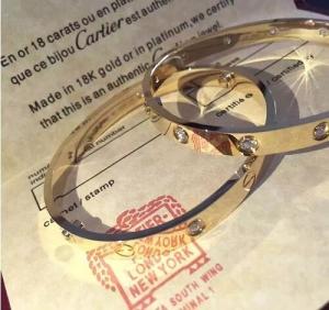 Quality Real Gold Love Bangle Brand Design Love Bracelet 18K Gold Bangle B6035917 wholesale