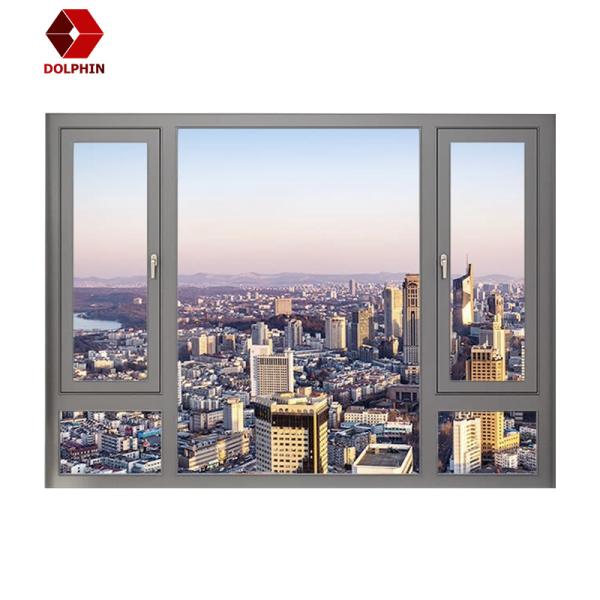 Vertical Double Glazed Aluminum Casement Window Soundproof Heat Insulation