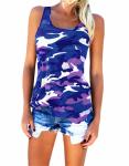 XS XXXXL Sleeveless Cotton T Shirts Beach Gym O Neck Camouflage Ladies Stylish