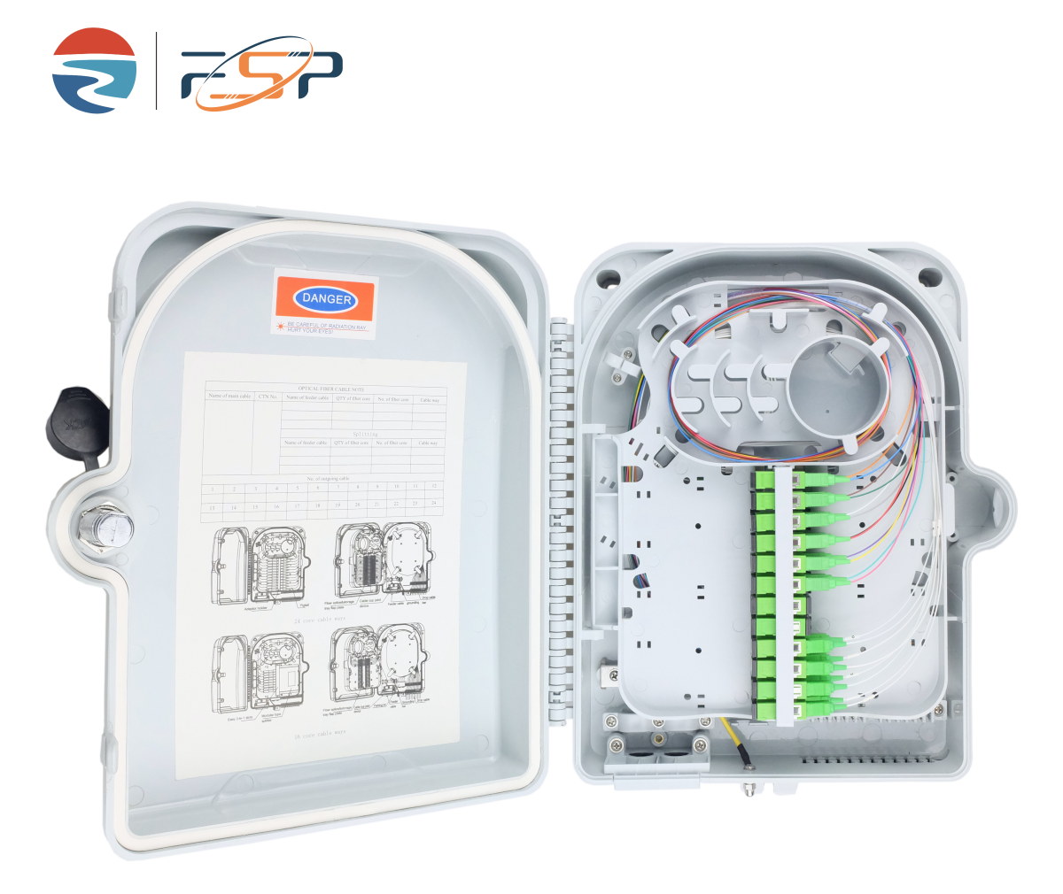 16 Core Splitter Model Fiber Optic Termination Box SC Connector IP65 Waterproof