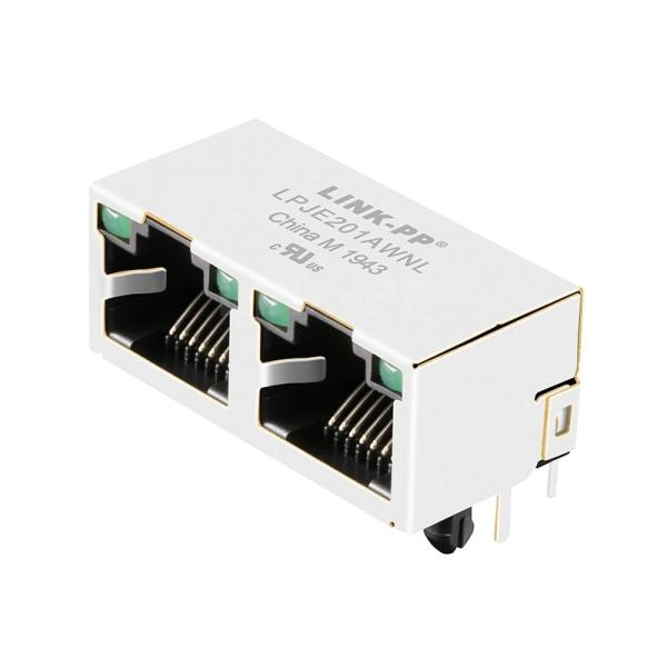 LPJE201AWNL Tab UP Green/Green LED 1X2 Port RJ45 Jack without Integrated