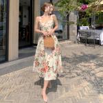 Retro Backless Floral A Line Midi Dress
