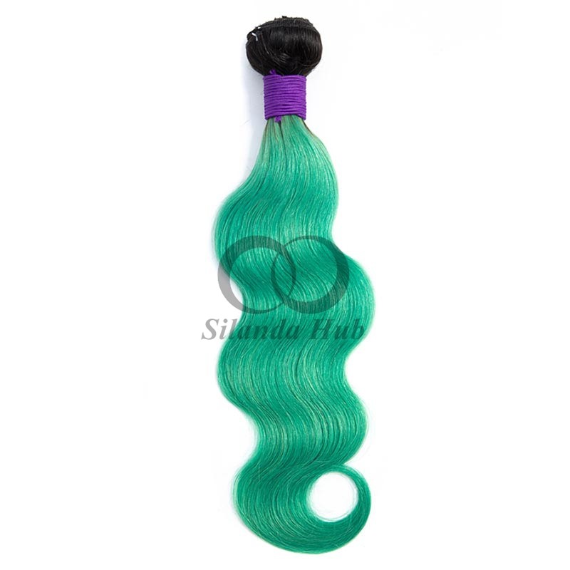 #T1B/Green Body Wave Remy Human Hair Bundles Sew In Weave Bundles Brazilian Bundle Deals