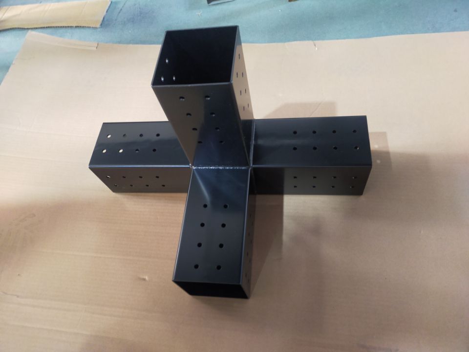 4 Inches Elevated Wood Pergola Kit with Black Powder Coated Steel Brackets and Support